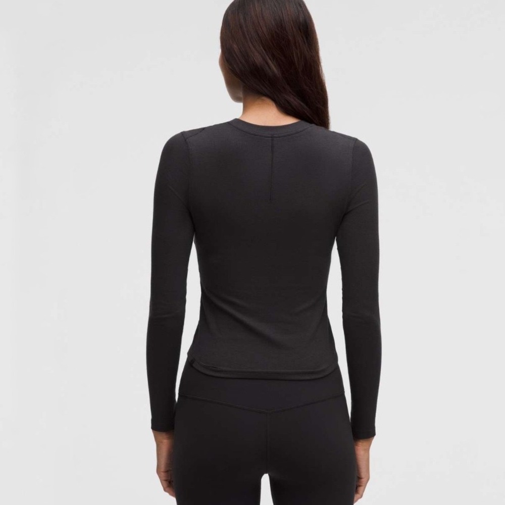 Lululemon | Hold Tight Long Sleeve Henley Black Ribbed Shirt - Picture 2 of 14